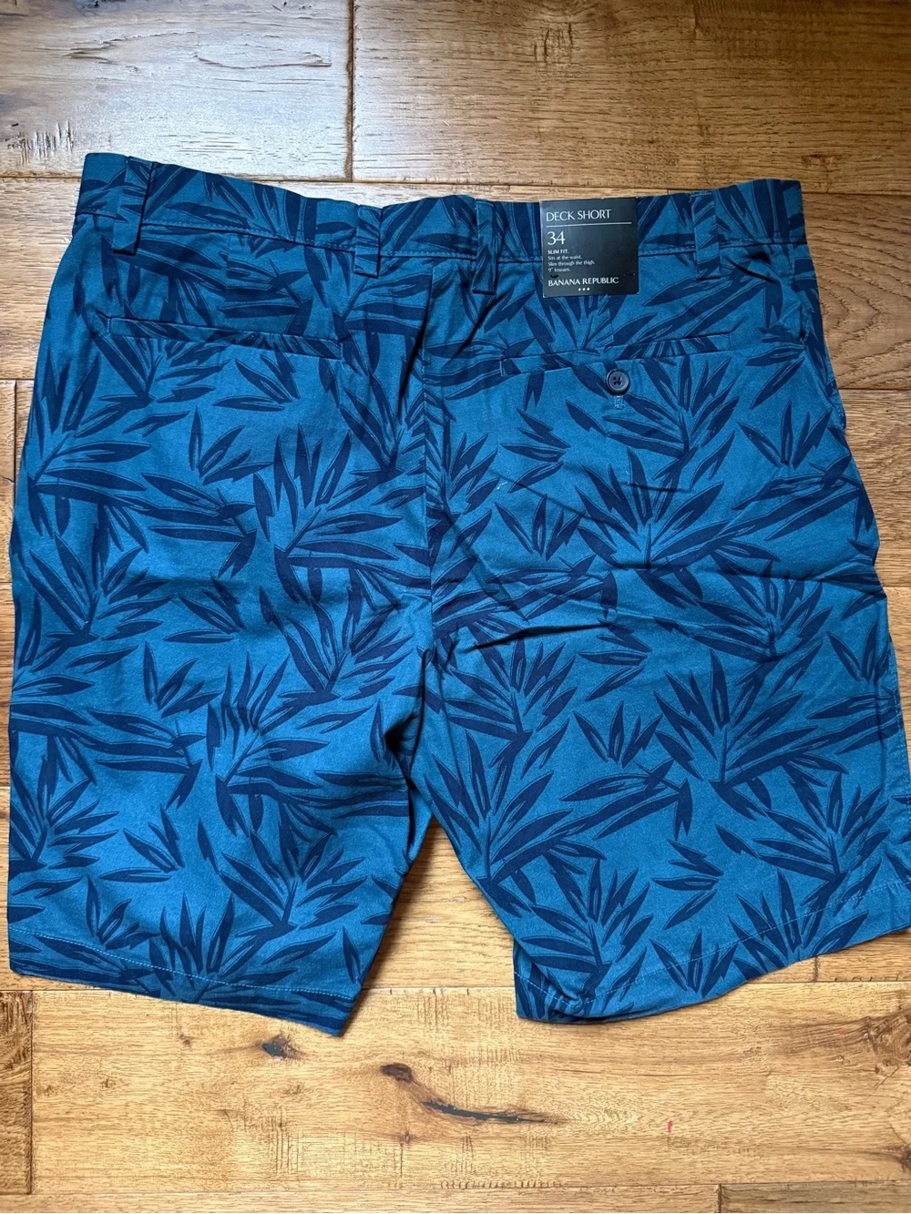 Banana Republic Teal Blue Leaf-Print Shorts
